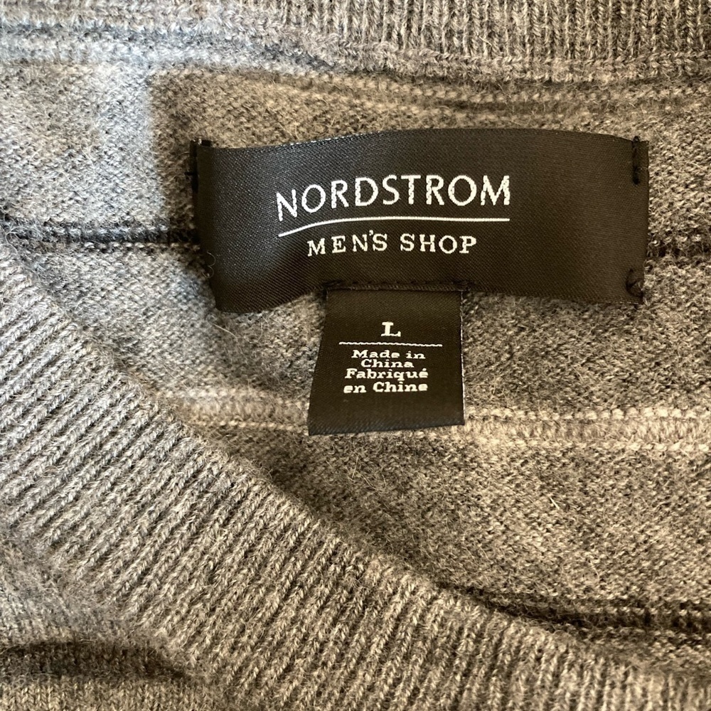 Nordstrom Mens sweater large gray stripes - Picture 8 of 12